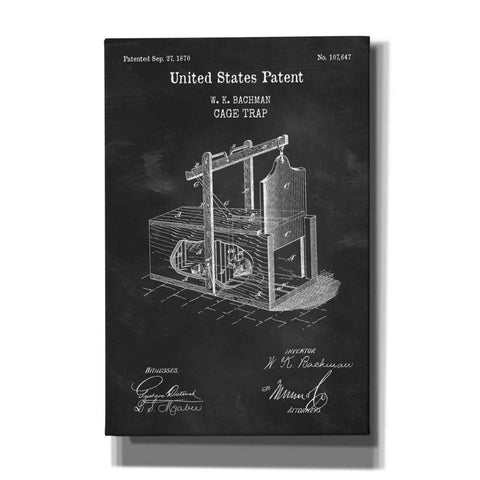 Image of 'Cage Trap Blueprint Patent Chalkboard,' Canvas Wall Art
