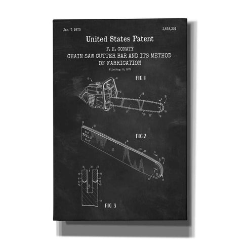 Image of 'Chainsaw Blueprint Patent Chalkboard,' Canvas Wall Art