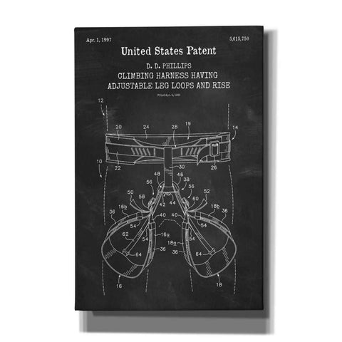 Image of 'Climbing Harness Blueprint Patent Chalkboard,' Canvas Wall Art
