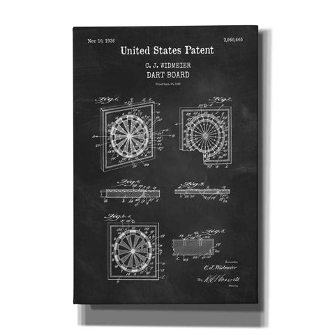 Image of 'Dart Board Blueprint Patent Chalkboard,' Canvas Wall Art