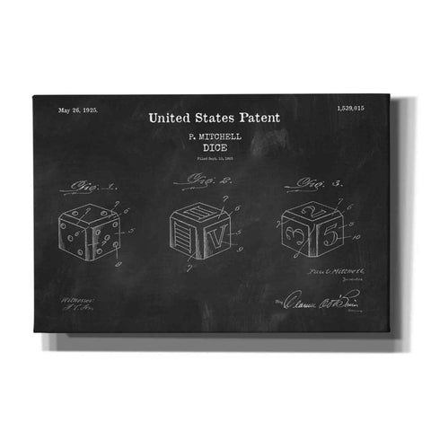 Image of 'Dice Blueprint Patent Chalkboard,' Canvas Wall Art