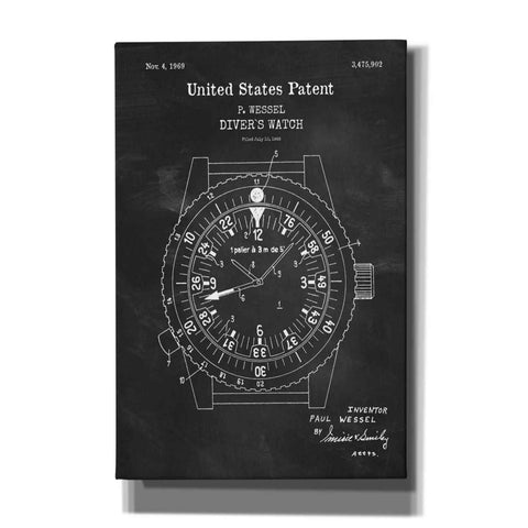 Image of 'Diver's Watch Blueprint Patent Chalkboard,' Canvas Wall Art