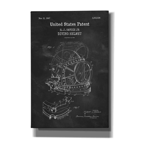 Image of 'Diving Helmet Blueprint Patent Chalkboard,' Canvas Wall Art
