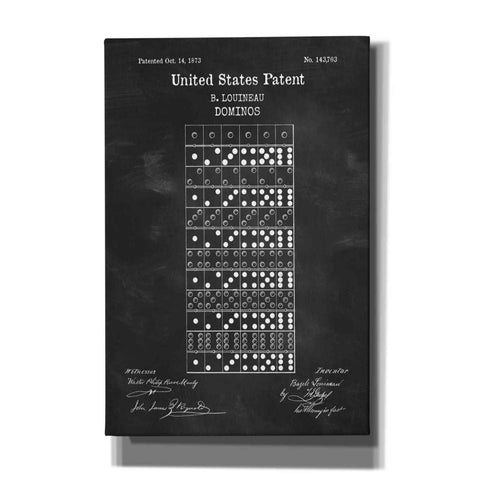 Image of 'Domino Blueprint Patent Chalkboard,' Canvas Wall Art