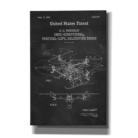 Image of 'Drone Blueprint Patent Chalkboard,' Canvas Wall Art