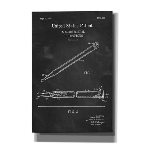 Image of 'Drumsticks, 1964 Blueprint Patent Chalkboard,' Canvas Wall Art