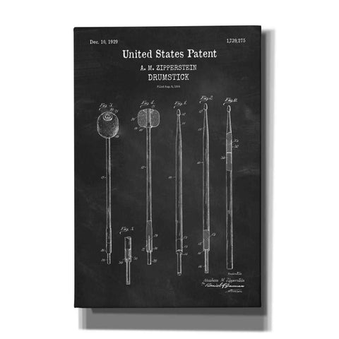 Image of 'Drumsticks, 1929 Blueprint Patent Chalkboard,' Canvas Wall Art