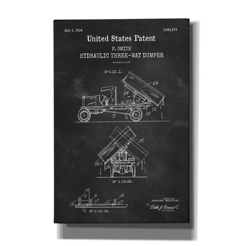 Image of 'Dump Truck Blueprint Patent Chalkboard,' Canvas Wall Art