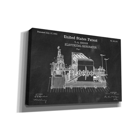 Image of 'Edison Electric Generator Blueprint Patent Chalkboard,' Canvas Wall Art