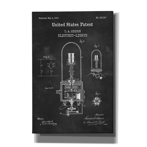 Image of 'Electric Lights Blueprint Patent Chalkboard,' Canvas Wall Art