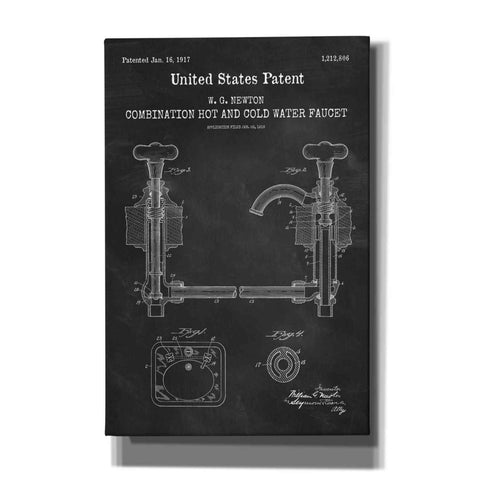Image of 'Faucet Blueprint Patent Chalkboard,' Canvas Wall Art