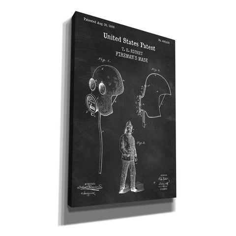 Image of 'Fireman's Mask Blueprint Patent Chalkboard,' Canvas Wall Art