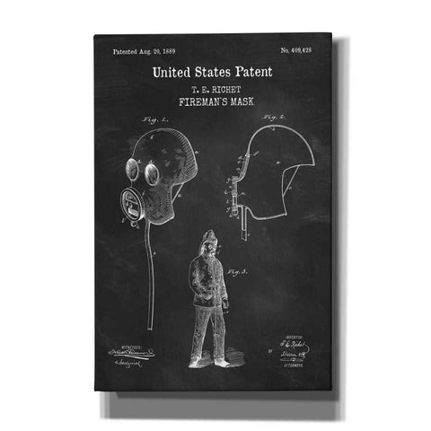 Image of 'Fireman's Mask Blueprint Patent Chalkboard,' Canvas Wall Art