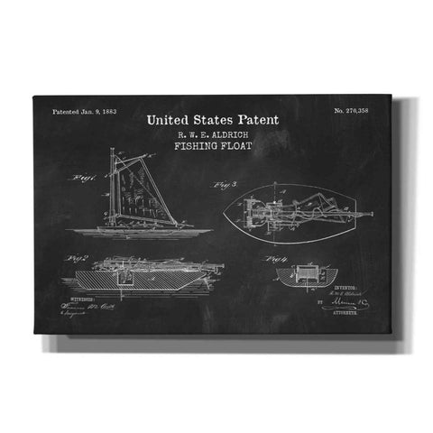 Image of 'Fishing Boat Blueprint Patent Chalkboard,' Canvas Wall Art