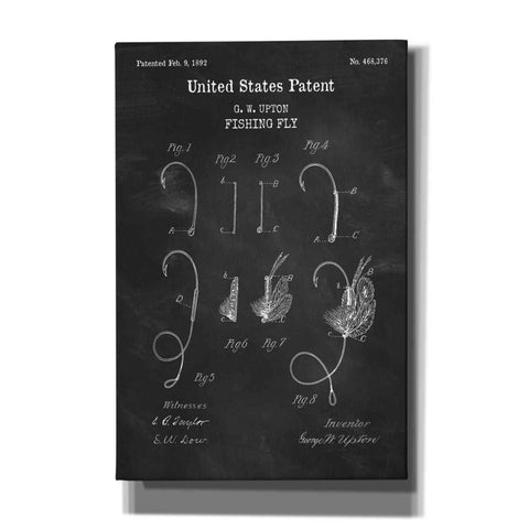 Image of 'Fishing Fly Blueprint Patent Chalkboard,' Canvas Wall Art