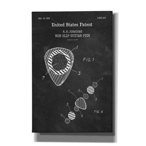 Image of 'Guitar Pick Blueprint Patent Chalkboard,' Canvas Wall Art