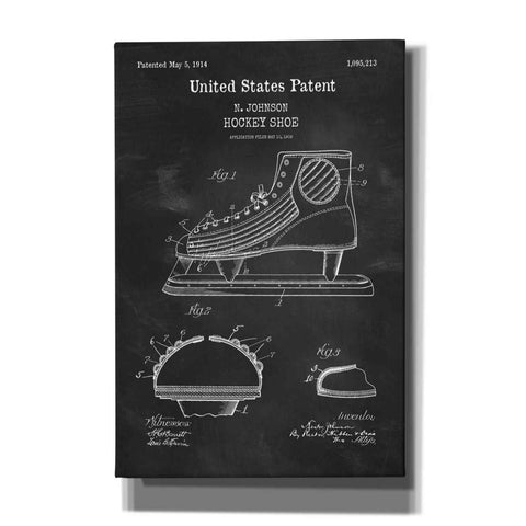Image of 'Hockey Shoe Blueprint Patent Chalkboard,' Canvas Wall Art