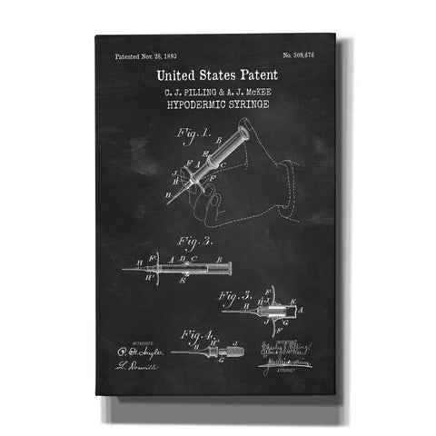 Image of 'Hypodermic Syringe Blueprint Patent Chalkboard,' Canvas Wall Art