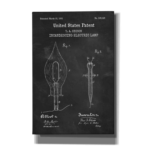 Image of 'Incandescent Lamp Blueprint Patent Chalkboard,' Canvas Wall Art