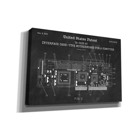 Image of 'Computer Motherboard Blueprint Patent Chalkboard,' Canvas Wall Art