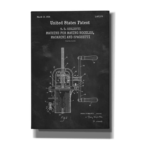 Image of 'Noodle Maker Blueprint Patent Chalkboard,' Canvas Wall Art
