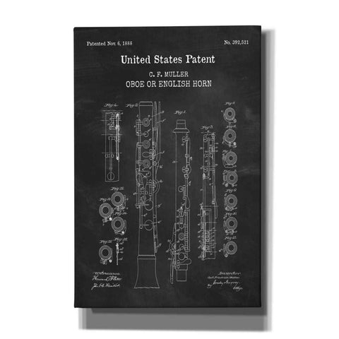 Image of 'Oboe Blueprint Patent Chalkboard,' Canvas Wall Art