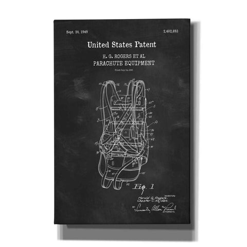 Image of 'Parachute Blueprint Patent Chalkboard,' Canvas Wall Art