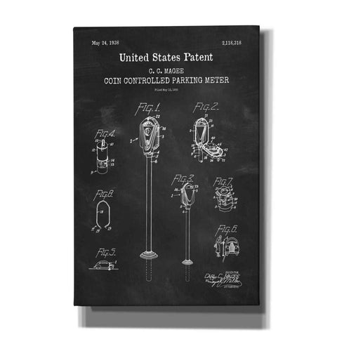Image of 'Parking Meter Blueprint Patent Chalkboard,' Canvas Wall Art