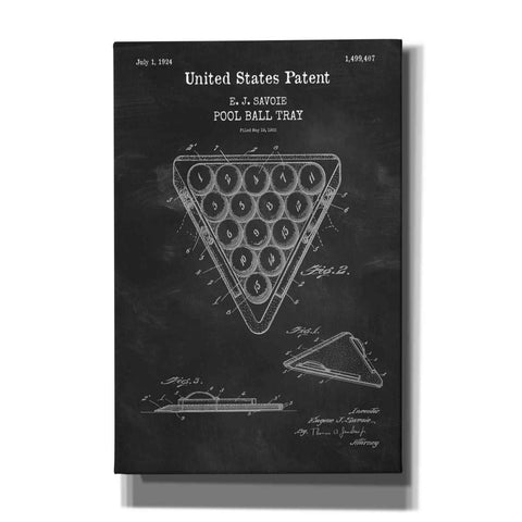 Image of 'Pool Ball Tray Blueprint Patent Chalkboard,' Canvas Wall Art