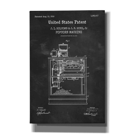 Image of 'Popcorn Machine Blueprint Patent Chalkboard,' Canvas Wall Art