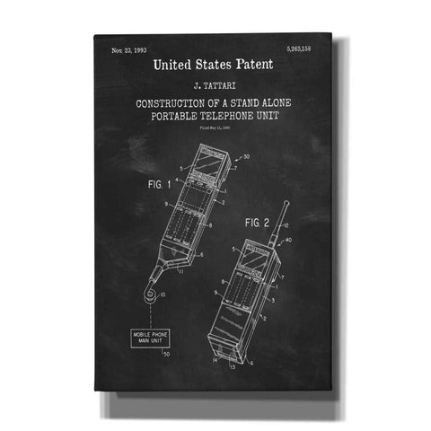 Image of 'Portable Phone Unit Blueprint Patent Chalkboard,' Canvas Wall Art