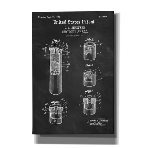 Image of 'Shotgun Shell Blueprint Patent Chalkboard,' Canvas Wall Art