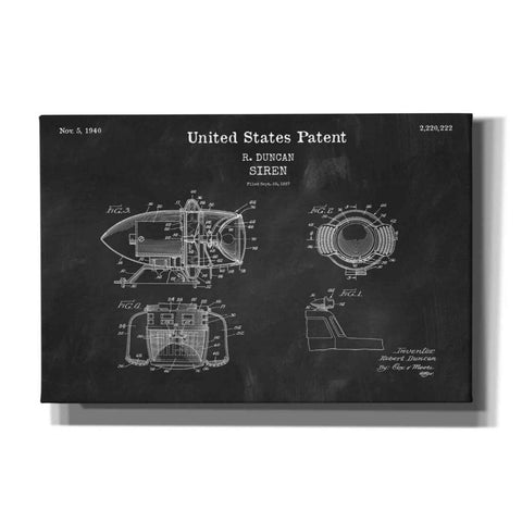 Image of 'Siren Blueprint Patent Chalkboard,' Canvas Wall Art