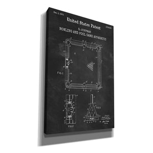 'Bowling and Pool Game Apparatus Blueprint Patent Chalkboard,' Canvas Wall Art