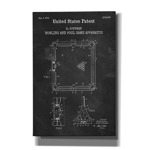 Image of 'Bowling and Pool Game Apparatus Blueprint Patent Chalkboard,' Canvas Wall Art