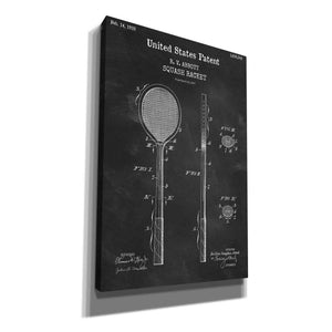 'Squash Racket Blueprint Patent Chalkboard,' Canvas Wall Art