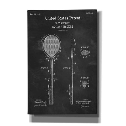 Image of 'Squash Racket Blueprint Patent Chalkboard,' Canvas Wall Art