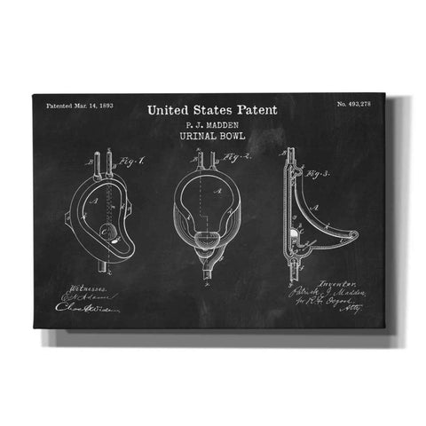 Image of 'Urinal Blueprint Patent Chalkboard,' Canvas Wall Art
