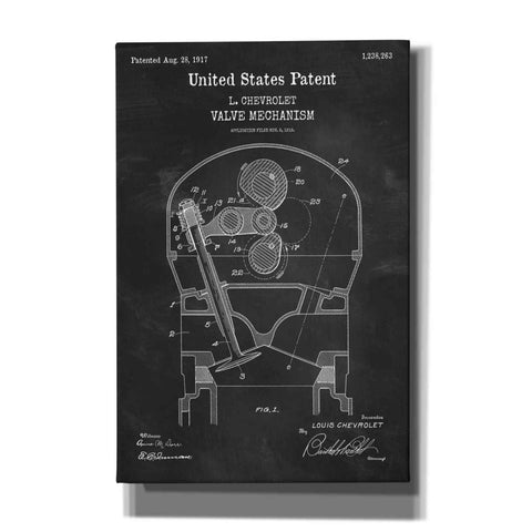 Image of 'Valve Mechanism Blueprint Patent Chalkboard,' Canvas Wall Art