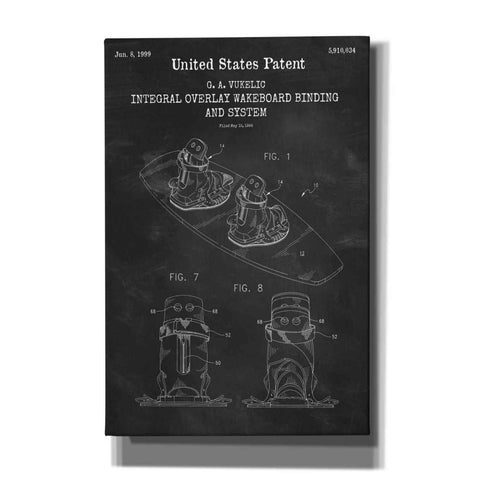 Image of 'Integral Overlay Wakeboard Binding and System Blueprint Patent Chalkboard,' Canvas Wall Art