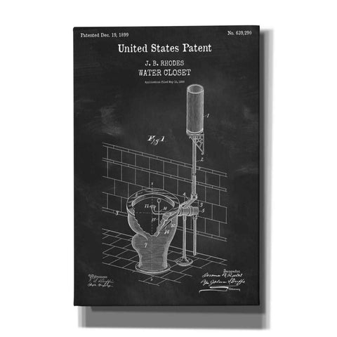 Image of 'Water Closet Blueprint Patent Chalkboard,' Canvas Wall Art