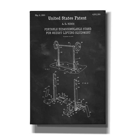Image of 'Weight Lifting Equipment Blueprint Patent Chalkboard,' Canvas Wall Art