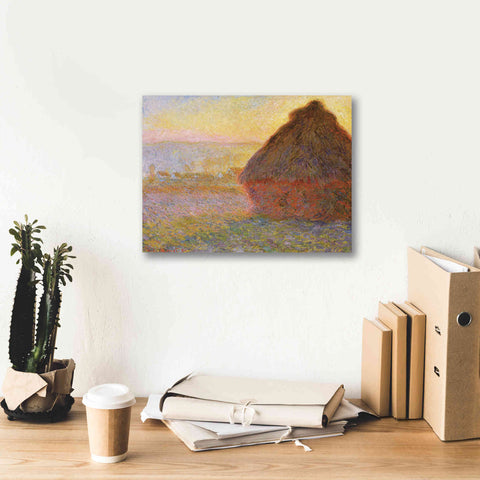 Image of 'Grainstack Sunset' by Claude Monet, Canvas Wall Art,16 x 12