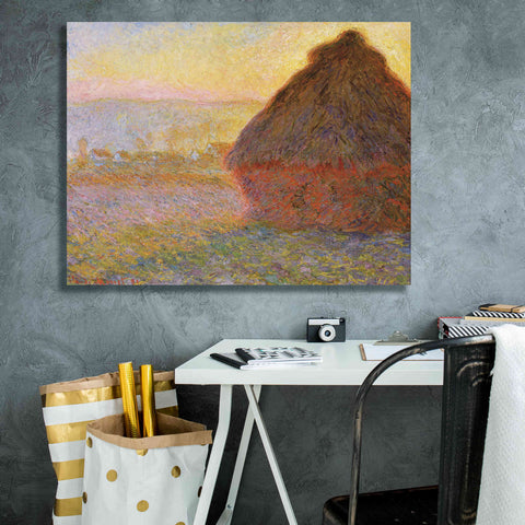 Image of 'Grainstack Sunset' by Claude Monet, Canvas Wall Art,34 x 26
