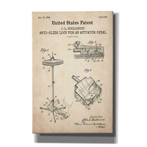 Image of 'Anti-slide Lock Blueprint Patent Parchment,' Canvas Wall Art