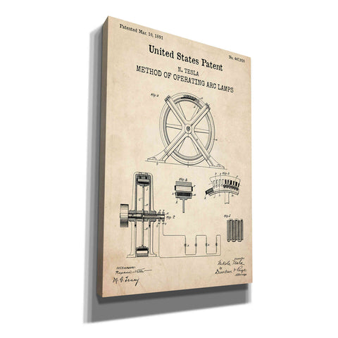 Image of 'Arc Lamps Blueprint Patent Parchment,' Canvas Wall Art