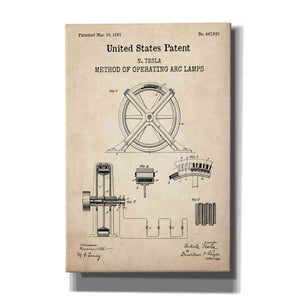 'Arc Lamps Blueprint Patent Parchment,' Canvas Wall Art