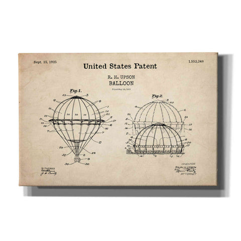 Image of 'Balloon Blueprint Patent Parchment,' Canvas Wall Art