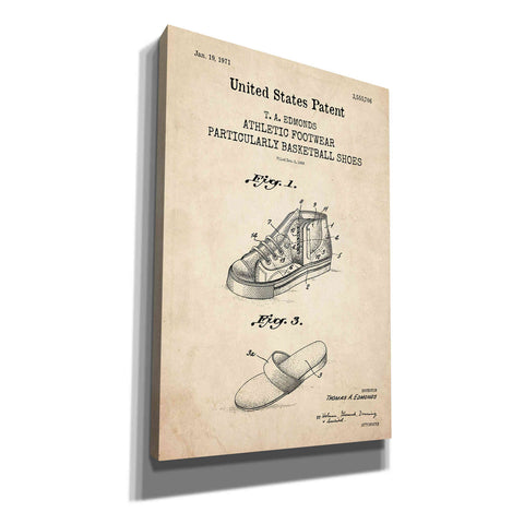 Image of 'Basketball Shoes Blueprint Patent Parchment,' Canvas Wall Art