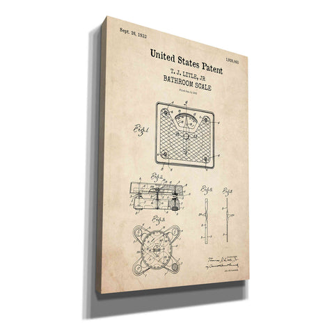 Image of 'Bathroom Scale Blueprint Patent Parchment,' Canvas Wall Art
